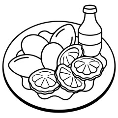 Delicious food line art for coloring book