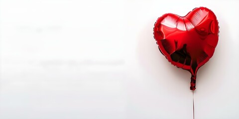 Red heart helium balloon for birthday celebrations on white background. Concept Colorful Balloons, Birthday Decor, Party Supplies, Helium Balloon, Celebration Theme