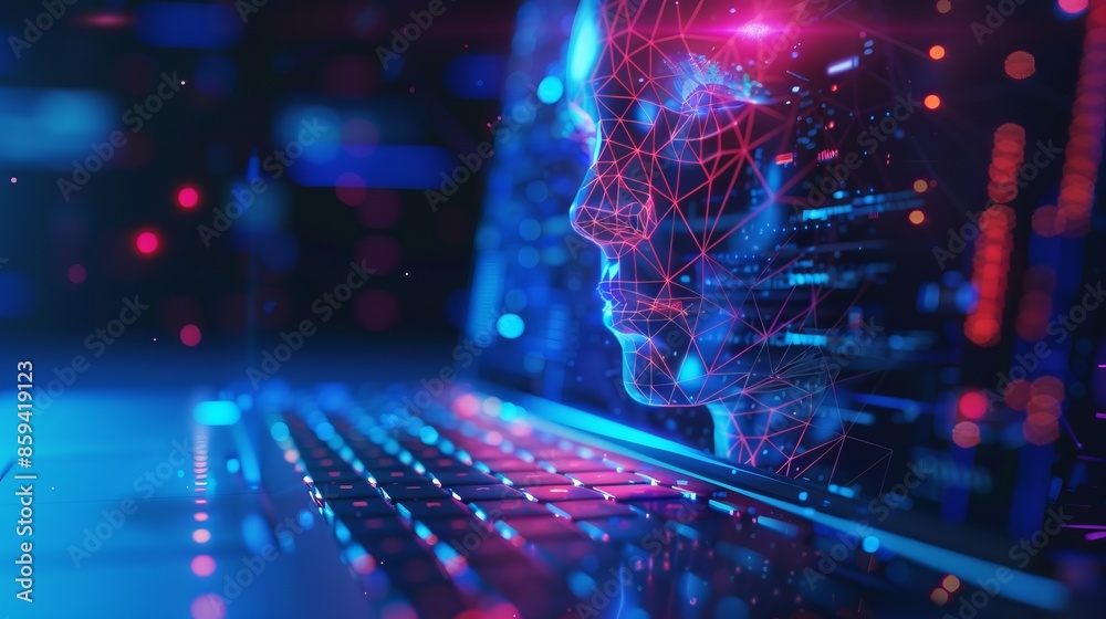 Aufkleber futuristic digital interface showcasing ai integration and technology. conceptual image of artificia