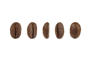 Set of coffee beans isolated on white background with clipping path.