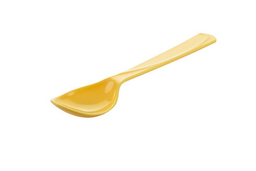 Yellow plastic spoon isolated on white isolated background with clipping path.