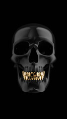 3d black skull. 3d rendering illustration not AI