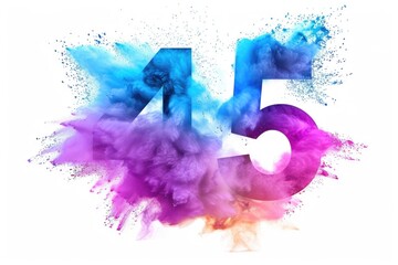 A playful scene with a numeral 15 encircled by vibrant, swirling powder