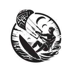 kitesurfing silhouette illustration icon vector