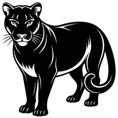 Black panther silhouette isolated on white background