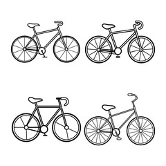 Obraz premium 4 set bicycle line art vector art illustration