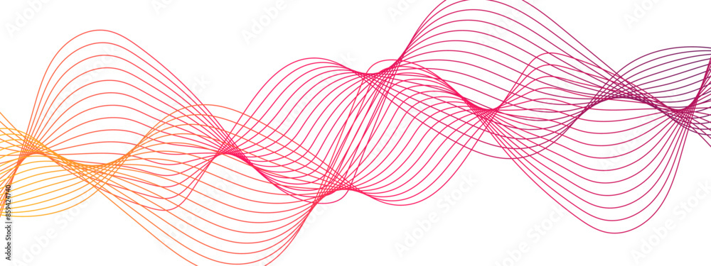 Leinwandbilder Abstract futuristic blend Pink and orange wavy tech lines with Curved smooth stripes. Wavy tech lines used for Design element for technology, science and template. 