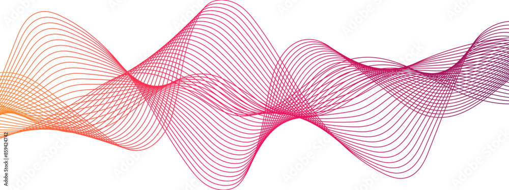 Leinwandbilder abstract futuristic blend pink and orange wavy tech lines with curved smooth stripes. wavy tech line