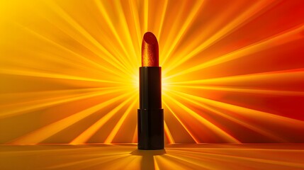 Vibrant Lipstick with Amber 3D Design in Bright Geometric Pattern