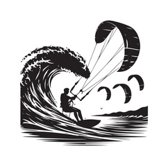 kitesurfing silhouette illustration icon vector