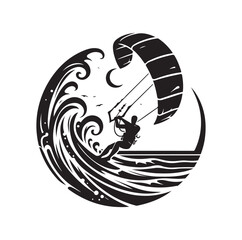 kitesurfing silhouette illustration icon vector