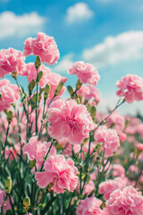 Obraz premium Beautiful summer landscape of carnations in the meadow