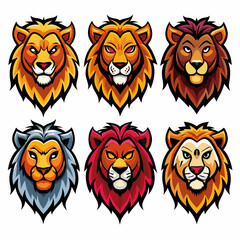 set of lion heads