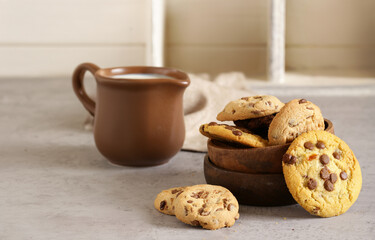 cookies with chocolate chips and milk dessert