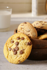 cookies with chocolate chips and milk dessert