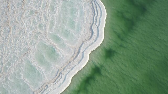 Aerial video above a special formation in the Dead Sea in Israel