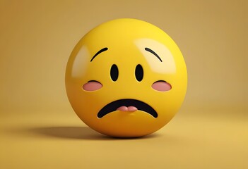 Fototapeta premium 3D Render of a Yellow Disgusted Emoji