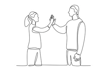 One continuous line drawing of a couple meeting after a long separation. Frienship, meet up, gathering. simple line.