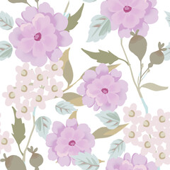 Beautiful Blooming blossom Ditsy floral garden vintage template season seamless pattern design
