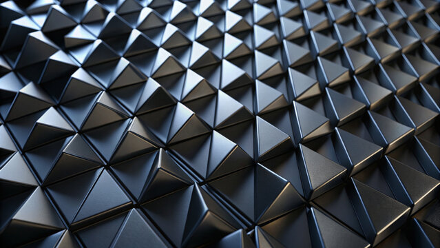 abstract dark geometric texture background. Triangular, tile Wallpaper with 3D Black blocks