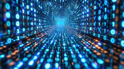Obraz premium Digital background with binary code and encrypted pathways symbolizing cybersecurity