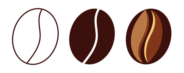 Coffee beans isolated on white background, Coffee bean icon, Line coffee grain symbol. Vector illustration