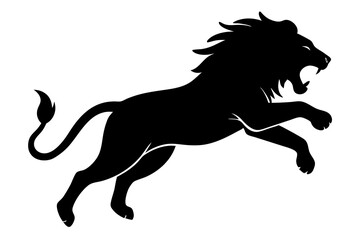 angry lion in a jump vector, silhouette, illustration, 