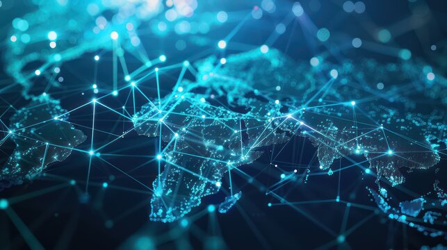 a world map interconnected with digital lines and nodes, symbolizing global business networks
