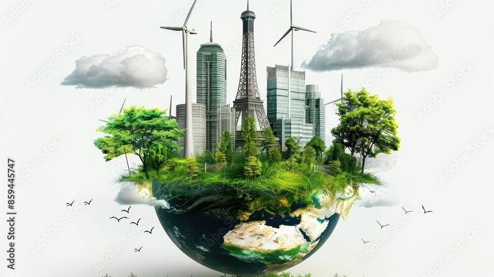 Wall mural Green energy and industrial environment on earth - Wall murals