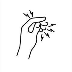 Pinches fingers injury line color icon. Household injuries sign for web page