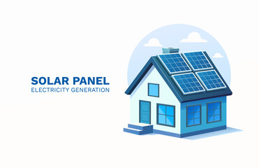 Solar panel electricity generation, nature ecology, green energy. vector illustration