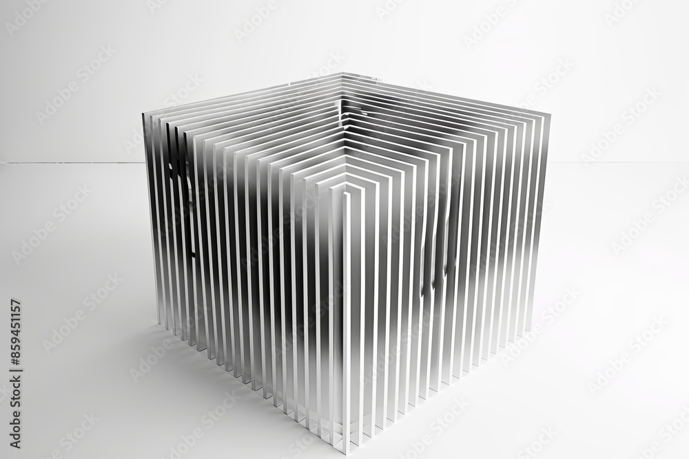 Poster square made of close vertical lines, appearing to rise from ground, creates depth and dimension
