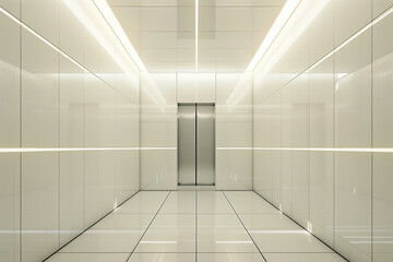 White interior, screw-type passenger elevator