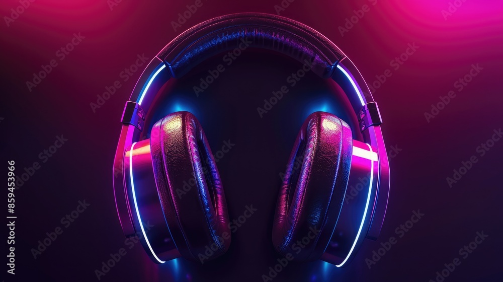 Poster A striking design showing headphones with color-changing LED lights, emphasizing their unique and customizable features for an immersive experience. 