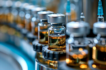 Fototapeta premium Industrial production of vaccines. For medical brochures and vaccination promotion