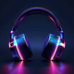 A sophisticated graphic design with headphones featuring subtle, soft LED lighting that changes colors for a calming effect.