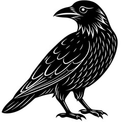 Spooky silhouette of Halloween Crow - vector illustration
