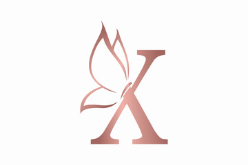 butterfly logo design with letter x consept premium vektor