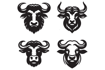 Bull and buffalo head cow animal mascot logo design vector