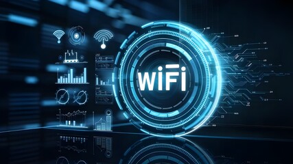 Obraz premium Wi-Fi wireless internet technology concept. Internet, business, Technology and network concept. Free WiFi network signal. 3d illustration