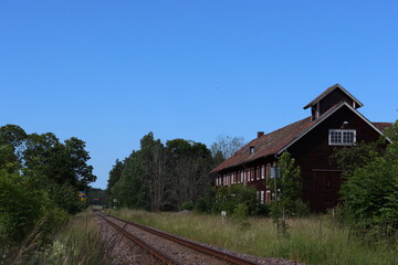 Obraz premium Sweden. Railway in Sweden. Östergötland province.
