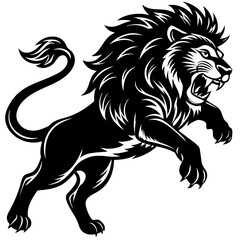 Obraz premium Silhouette of Courage, Brave and Power Lion