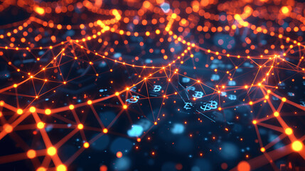 Obraz premium Network of glowing blockchain nodes