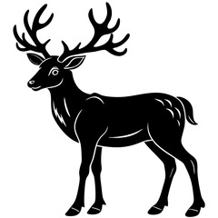 Reindeer silhouette on white background