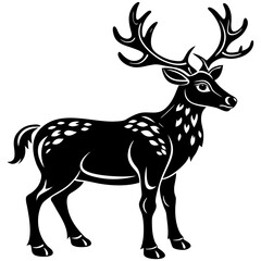 Reindeer silhouette on white background