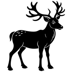 Reindeer silhouette on white background