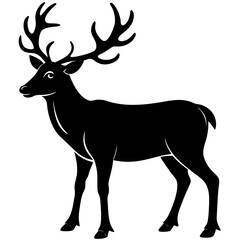 Fototapeta premium Reindeer silhouette on white background