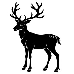 Reindeer silhouette on white background