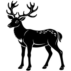 Reindeer silhouette on white background