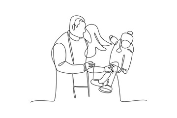 Simple continuous line drawing of simple picture of a happy family. Happy people eating, hangouts with food and drinks. Flat graphic vector illustrations isolated on white background